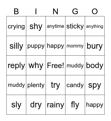 Y Bingo Card