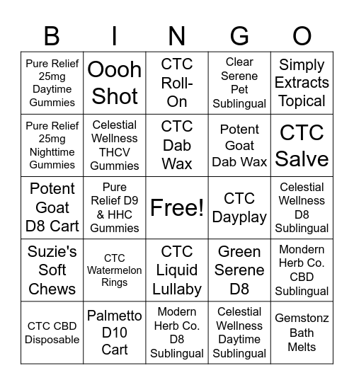 Crowntown Staff Bingo Card