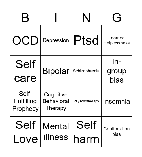 Bring Change to Mind BINGO Card