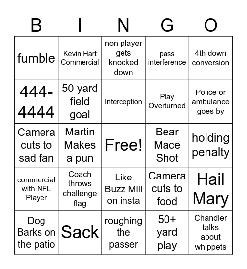 Buzz Mill Bingo Card