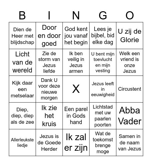 Muziekteam-Soos Bingo Card