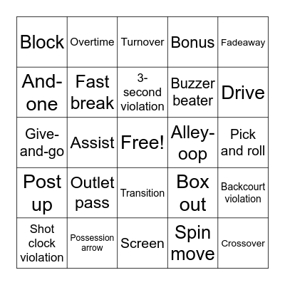 Game Time Bingo Card