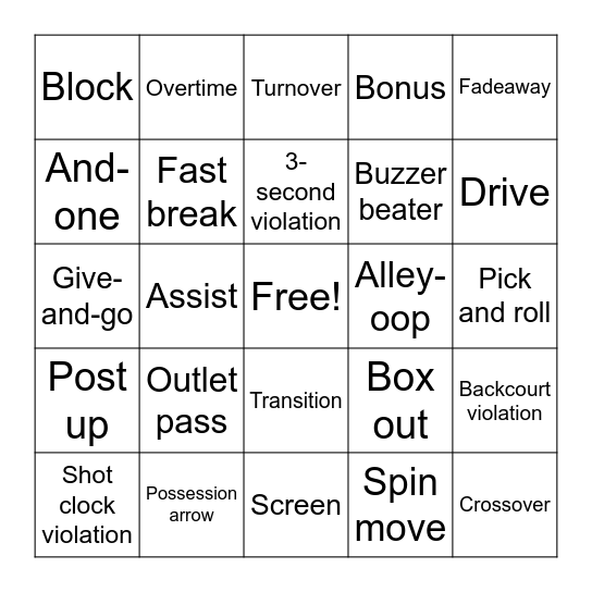 Game Time Bingo Card