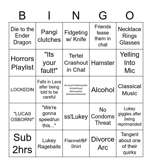 Shared Health/Inventory Stream 2025 Bingo Card