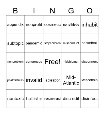 3.4 BINGO Card