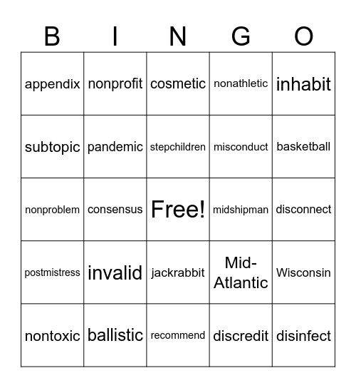 3.4 BINGO Card