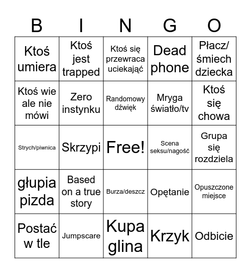 HORROR Bingo Card