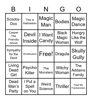 HALLOWEEN MUSIC Bingo Card