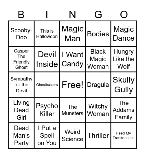 HALLOWEEN MUSIC Bingo Card