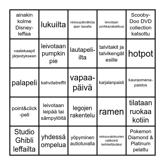 dark season bingo Card