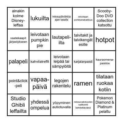 dark season bingo Card