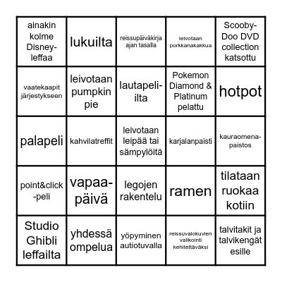 dark season bingo Card