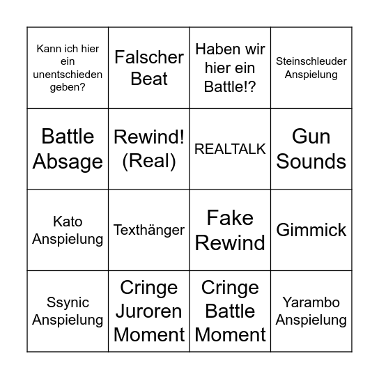 Battlerap Bingo Card