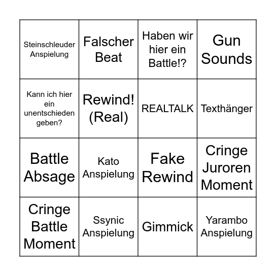 Battlerap Bingo Card
