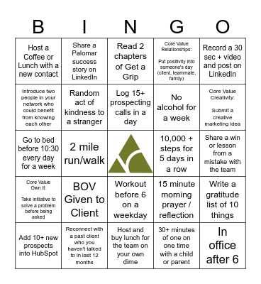 Palomar Bingo - November Bingo Card