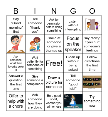 Social Skills BINGO Card