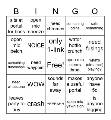 Sneaky Bingo Card