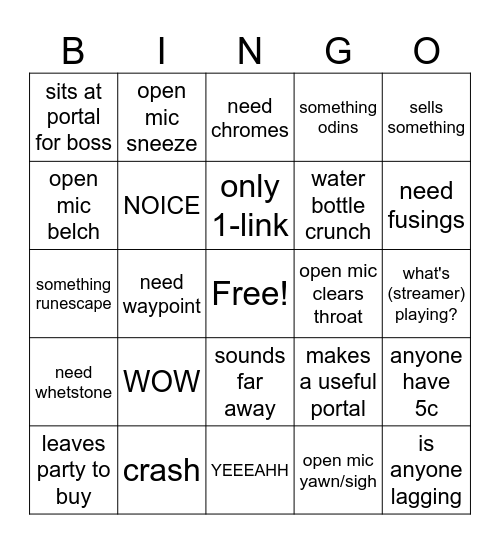 Sneaky Bingo Card
