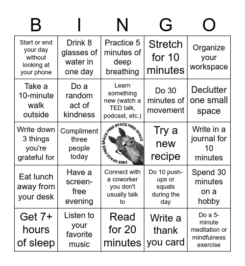 Bingo at The Well Bingo Card