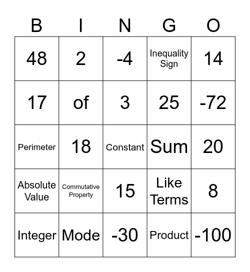 Halloween BINGO Card