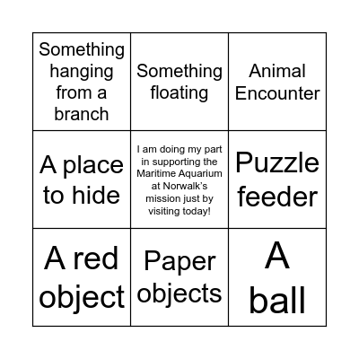 World Animal Enrichment Day Bingo Card