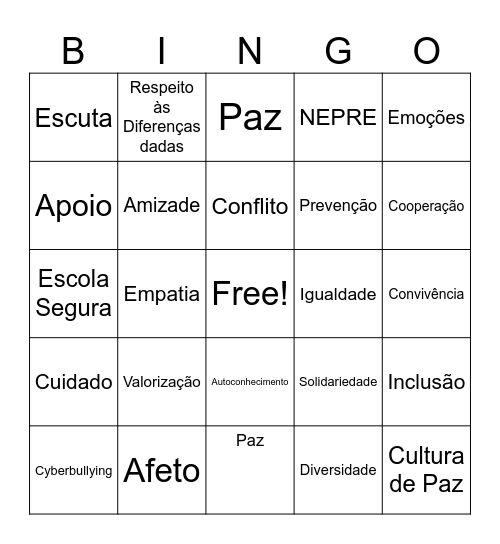 BINGO DAS VIVÊNCIAS-NEPRE 2025 Bingo Card
