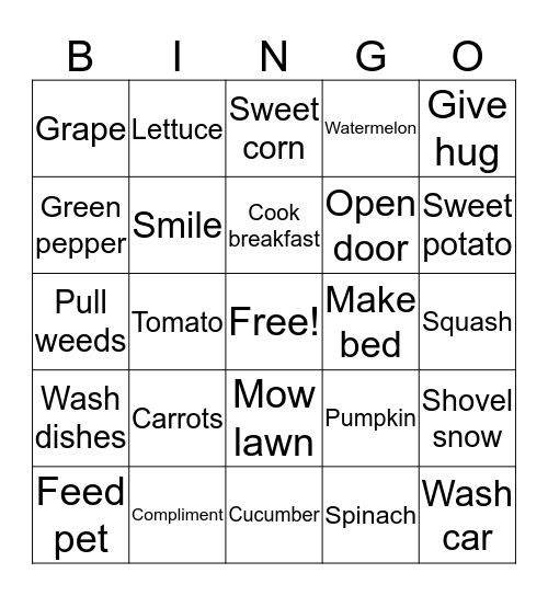 Kindness Bingo Card