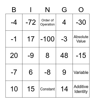 Halloween BINGO Card