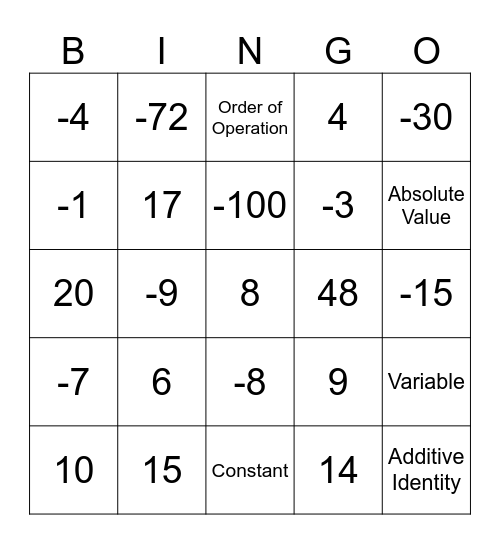 Halloween BINGO Card