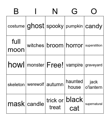 Halloween Bingo Card