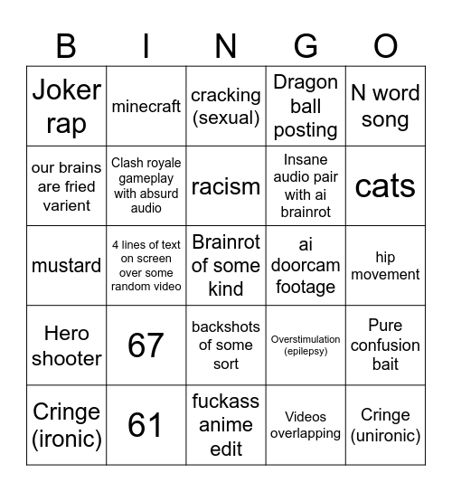 Instagram reels bingo Card