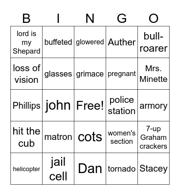 Night of the Twisters Chap 9-10 Bingo Card