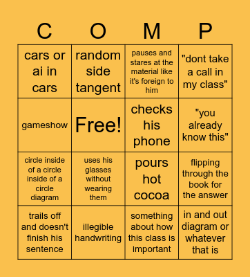 Theory of Comp Bingo Card