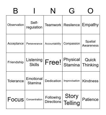 Things to Learn From Theater Class Bingo Card