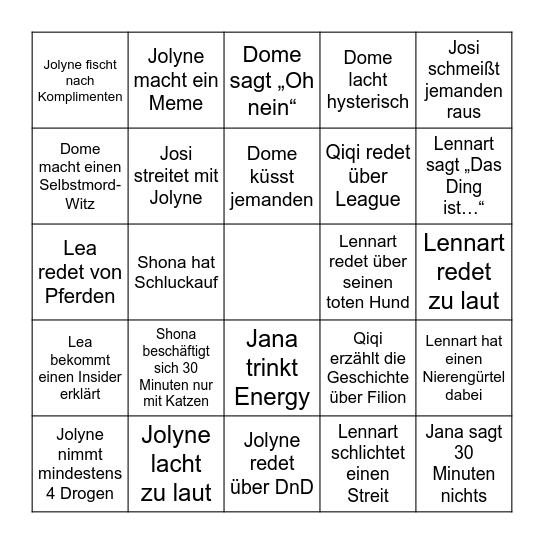 Samingo Bingo Card
