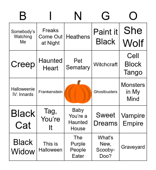 Spooky Sing-o Bingo Card