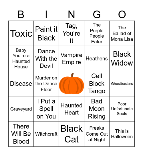 Spooky Sing-o Bingo Card