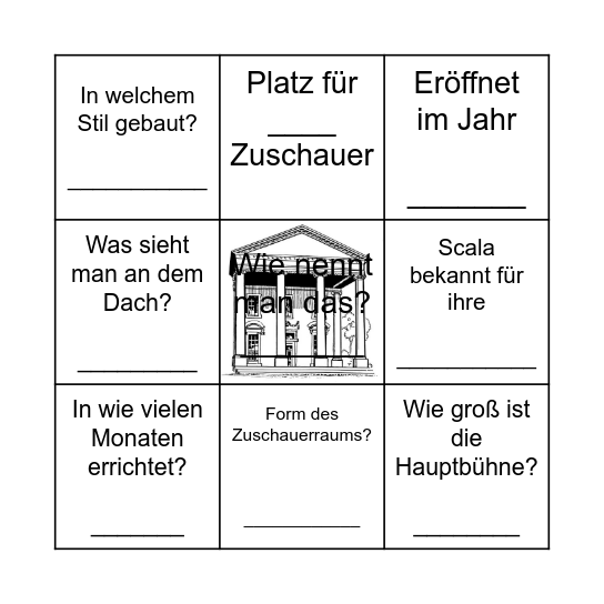 Die Mailänder Scala Bingo Card