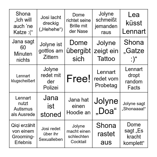 Steffingo Bingo Card