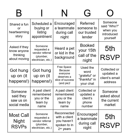 The Great Pumpkin Pie Call Night !🥧🎉 Bingo Card