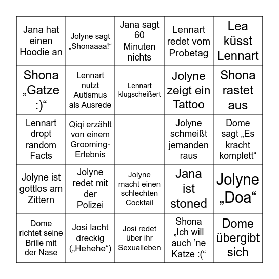 Steffingo Bingo Card