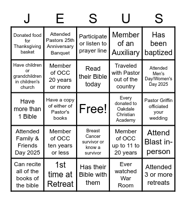 Faith Bingo Card