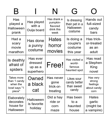 Halloween Bingo Card