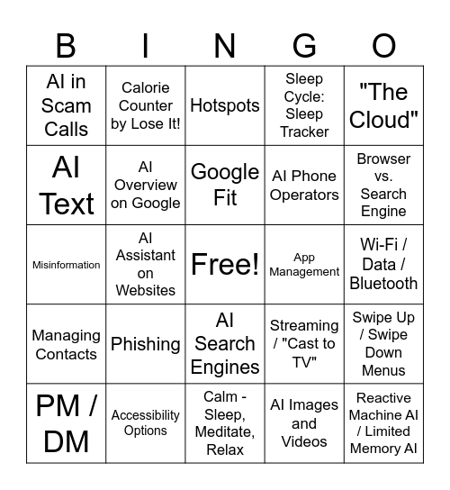 Tech Lingo Bingo Card