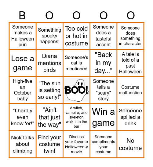 HALLOWEEN "BOOOO" Bingo Card