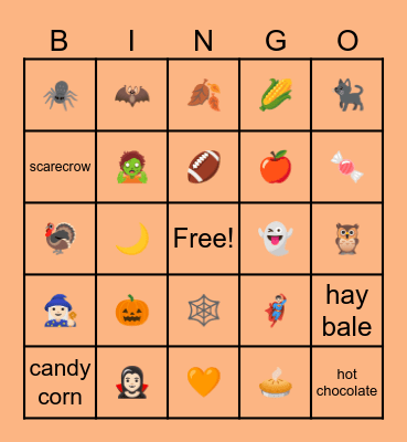 Fall Bingo Card