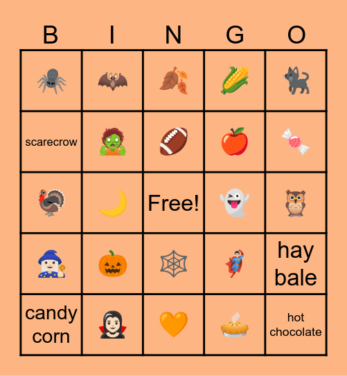 Fall Bingo Card