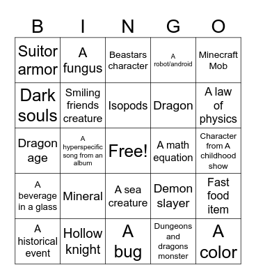 Hear me outs Bingo Card