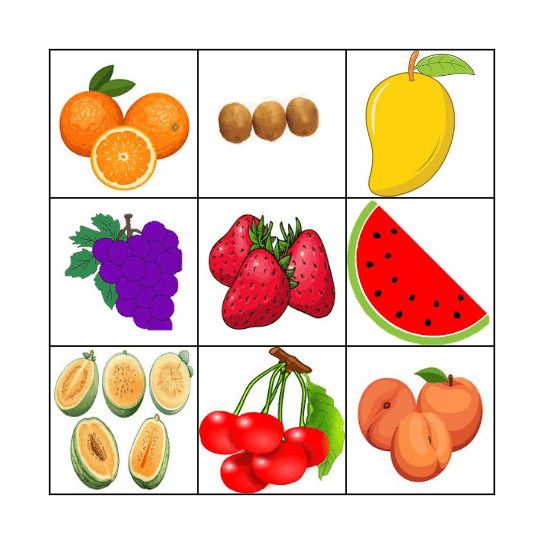 Fruit Bingo Card