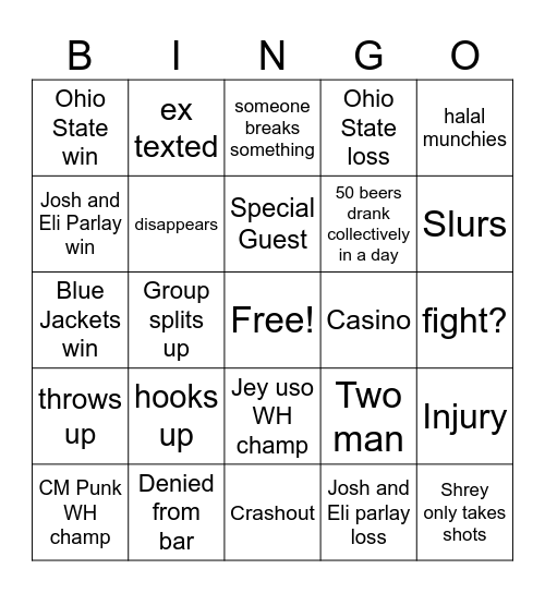 21 Bingo Card